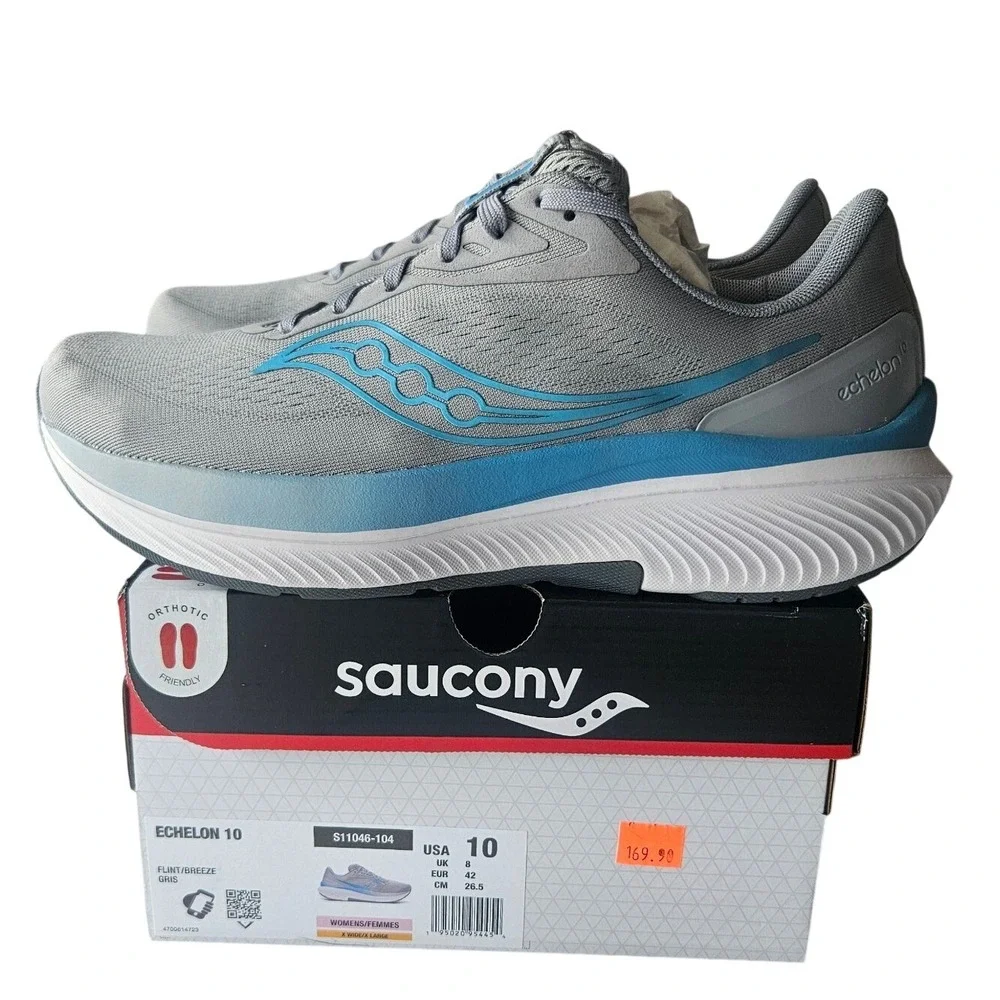 Saucony Echelon 10 Womens Running Shoes 10 X-Wide Flint Breeze Grey S11046-104